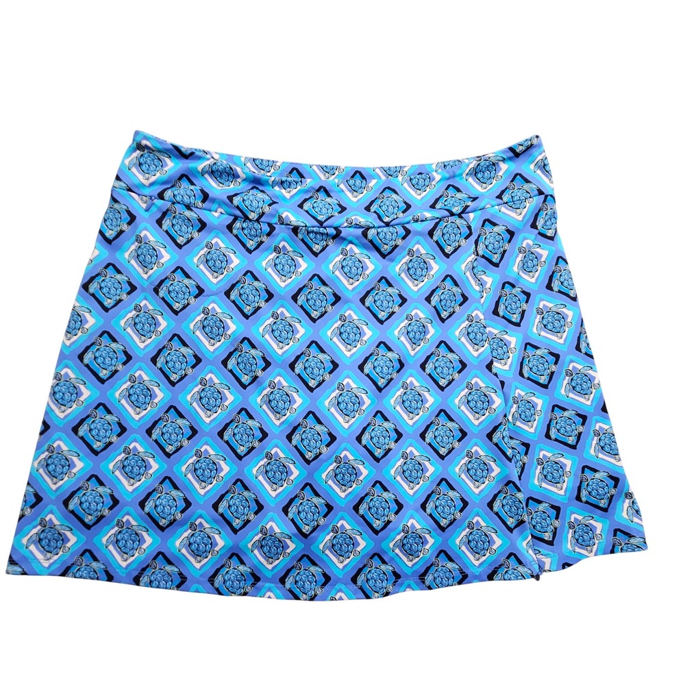 Lulu-B Skort Women XL Blue Sea Turtle Geometric Print Active Mini Skirt